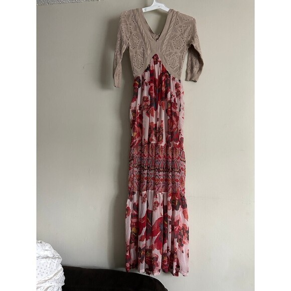 Free People Women’s Maxi Dress Boho Rose Floral Sz Small S - Picture 1 of 9